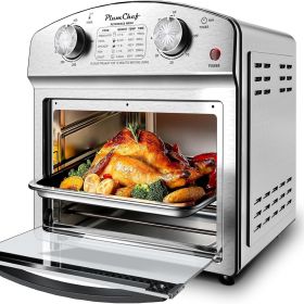 Stainless Steel 12.5 Qt Air Fryer, Dual Knob Control, 60-Min Timer, Presets For French Fries, Pizza, Chicken, Fish, And Toast Sleek Design, Healt (Option: GA22S01)